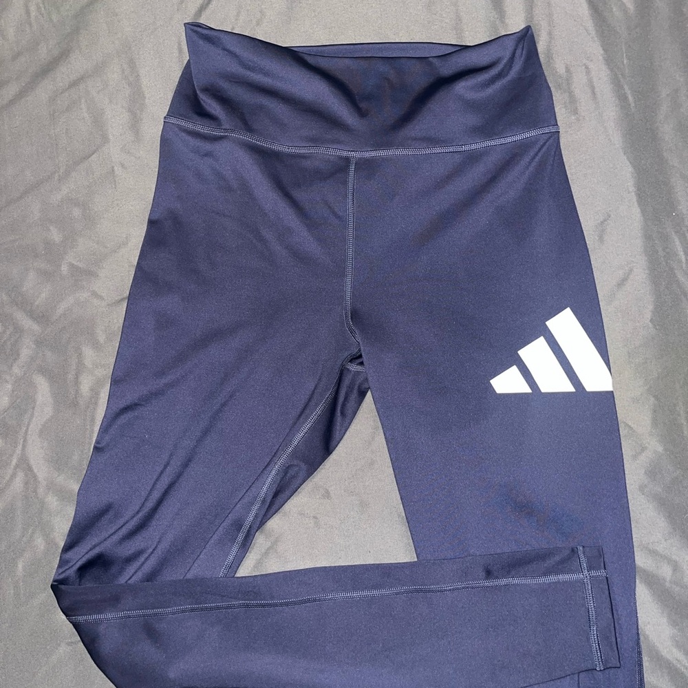 adidas Navy High-Waist Logo Leggings for Woman